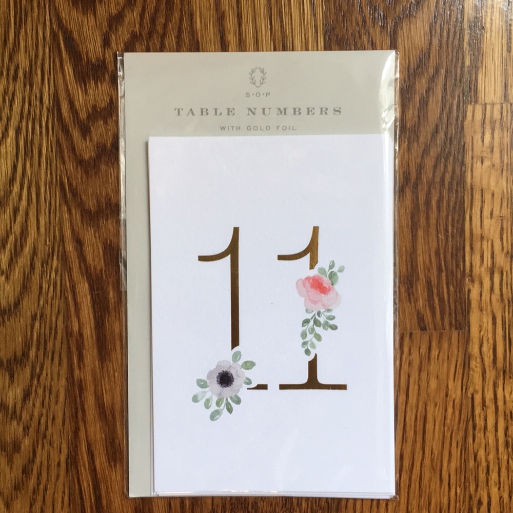 BHLDN Set of 5 Table Numbers with Gold Foil